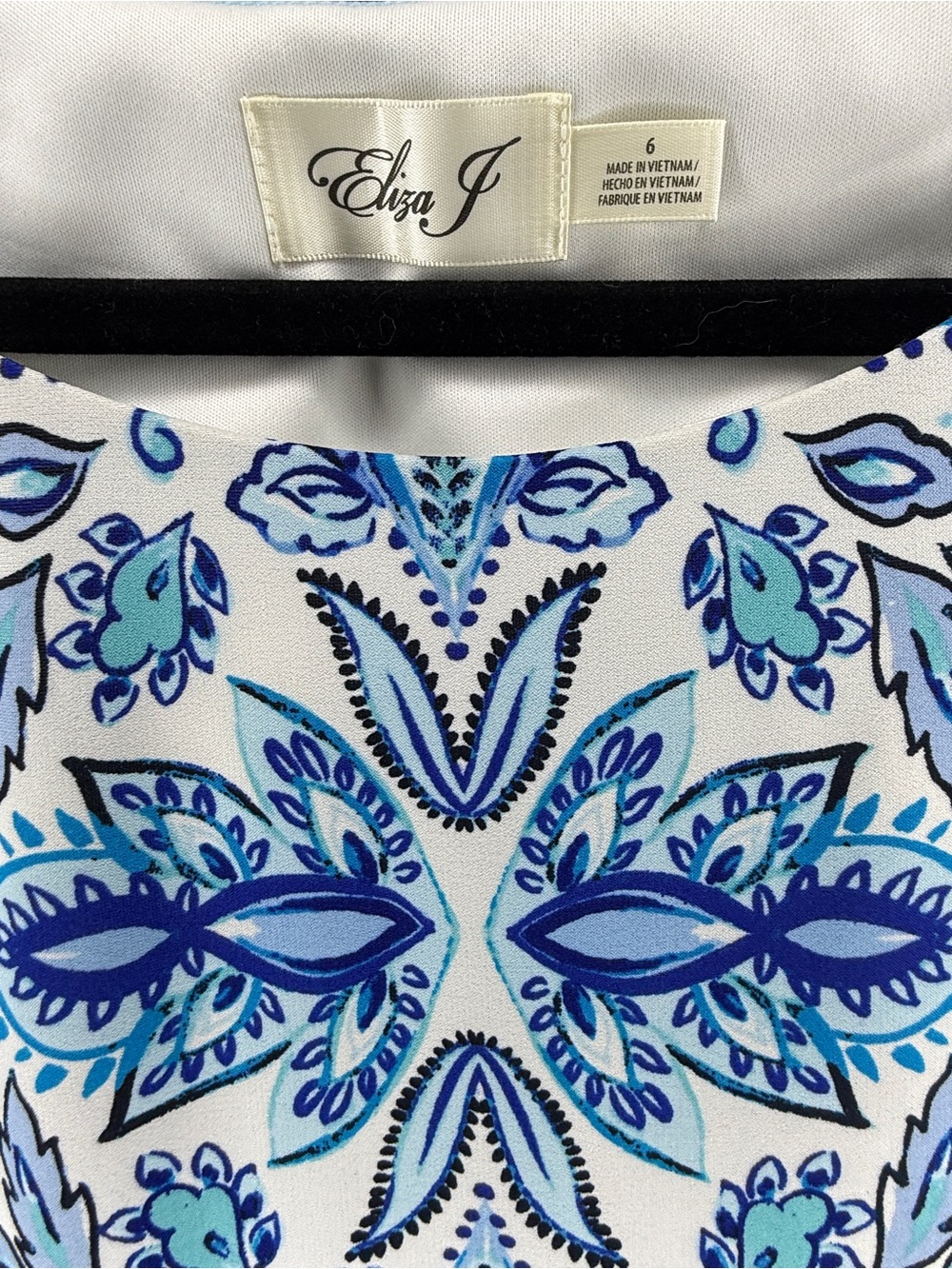 Eliza J. Elegant blue and white paisley shift dress half sleeves | EUC - Picture 3 of 5